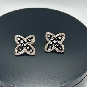 Fashion Jewelry - Black & Gold Rhinestone Earrings